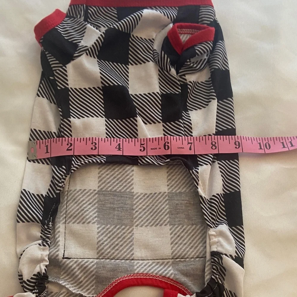 Plaid Dog Sweater with Santa Patch